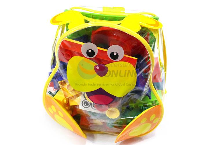 Cute Dog Shape Bag Packing 74 Pieces Educational Plastic Building Block