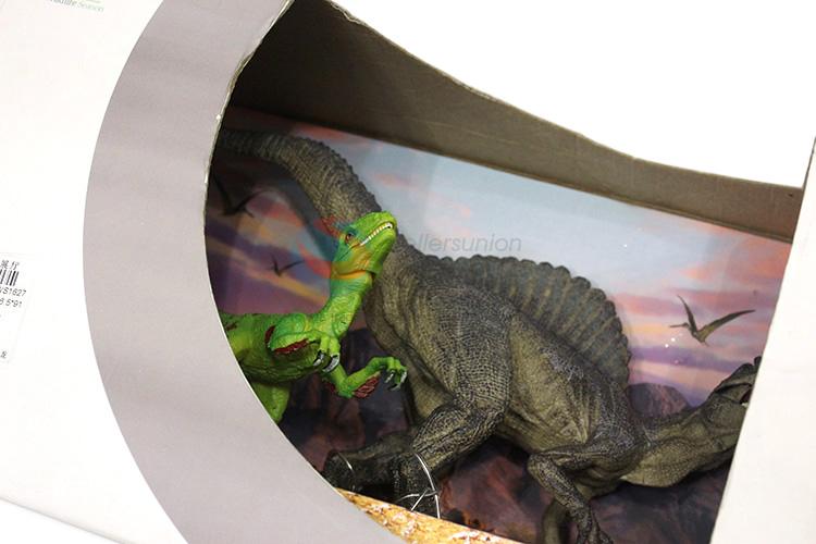 High quality kids dinosaur model toy Thorn dragon+green velociraptor