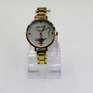 Good quality quartz steel golden wrist watches for women