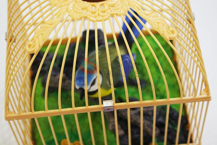 Latest Design Simulation Model Toys Sound Control Plastic Blue Tit with Birdcage