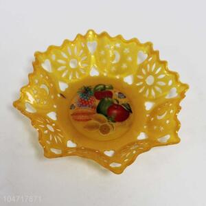 Yellow Color Hollow Plastic Fruit Plate