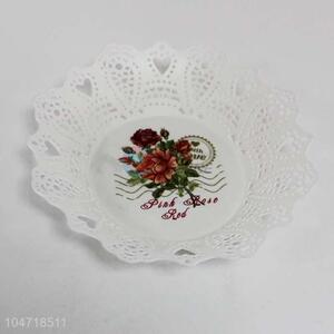 White Color Hollow Out Design Fruit Plate