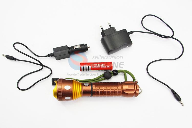 Creative Supplies Golden Color Aluminum Alloy Super Flashlight with XPE Lamp Bulb and 18650 Battery