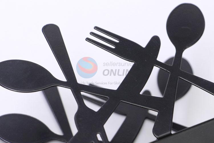 Creative Design Black Color Knife and Fork Shaped Napkin Holder