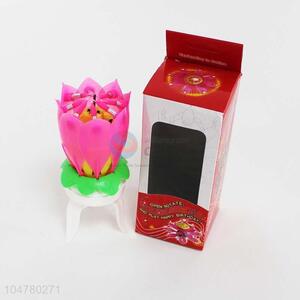 Birthday Music Singing Rotating Flower Lotus Cake Candle