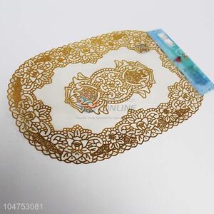 Wholesale PVC Gold Blocking Placemat in Oval Shape