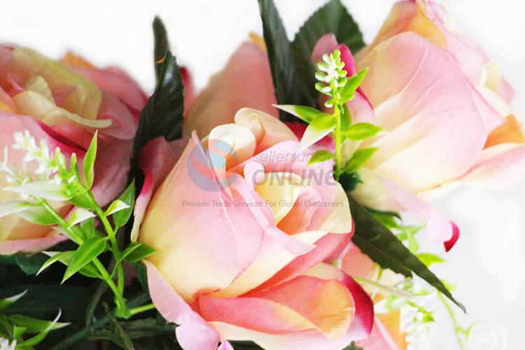 Wholesale Pink Rose Fake Flower for Wedding Decoration