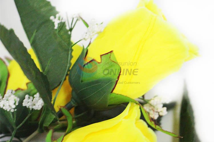 Yellow Color Fake Flower for Wedding Home Party Decoration