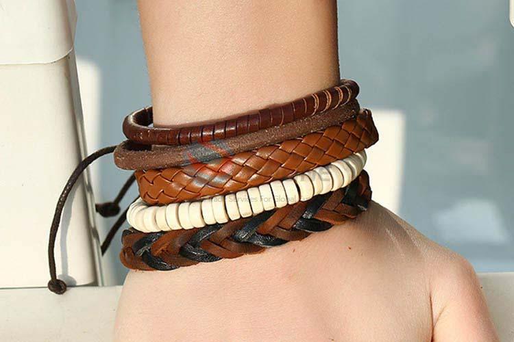 Best selling vintage braided leather bracelet set