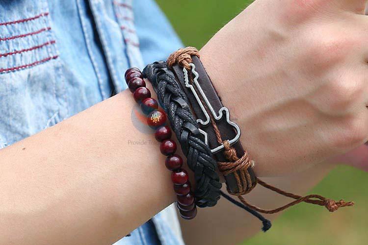 Premium quality vintage braided leather bracelet set