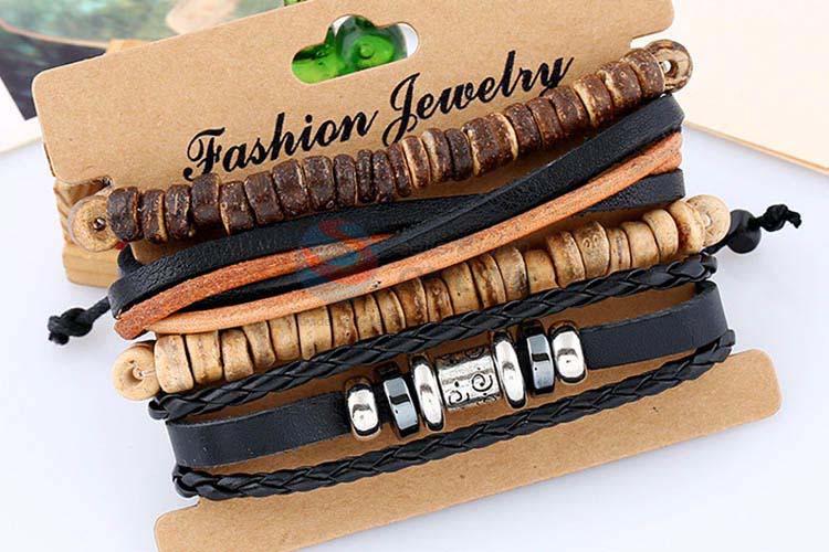 New arrival vintage braided leather bracelet set