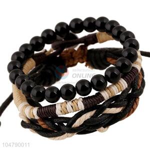 Wholesale cheap vintage braided leather bracelet set