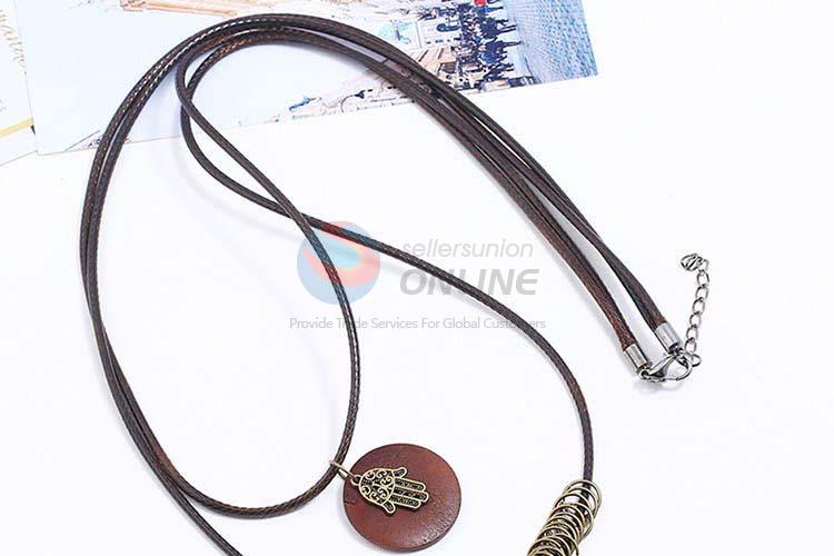 Factory promotional vintage alloy pendant wooden necklaces