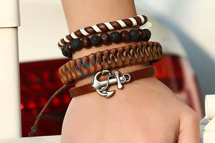 Top manufacturer vintage braided leather bracelet set