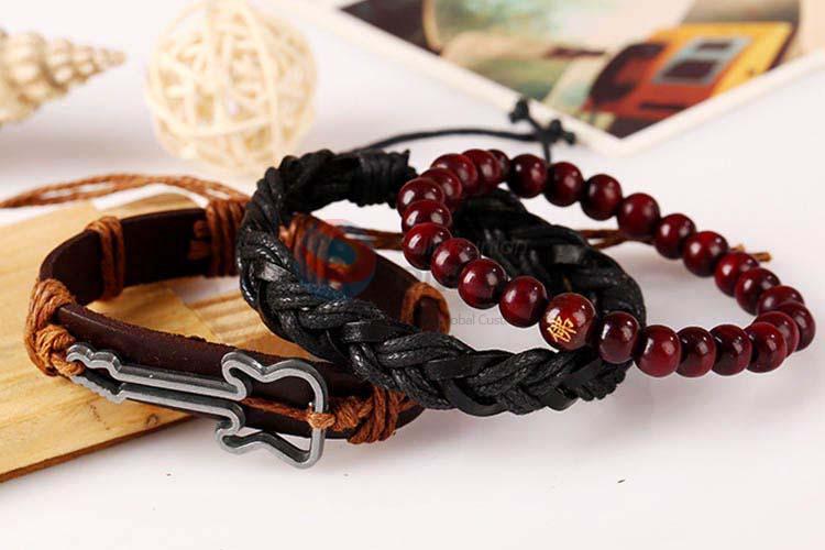 Premium quality vintage braided leather bracelet set