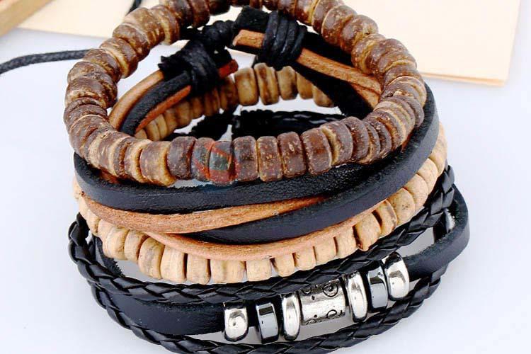 New arrival vintage braided leather bracelet set