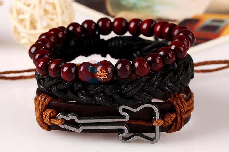 Premium quality vintage braided leather bracelet set