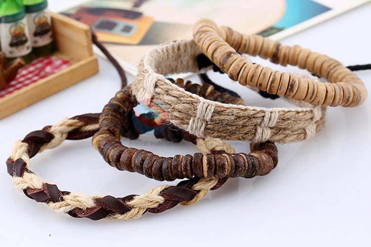 Resonable price vintage braided leather bracelet set