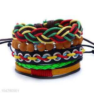 China OEM vintage colorful braided adjustable bracelet set