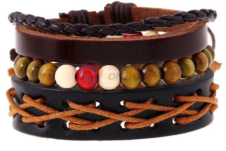 High sales vintage braided leather bracelet set