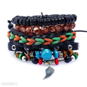 Low price vintage braided leather bracelet set