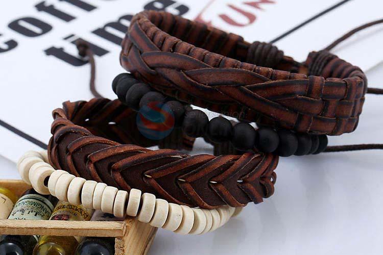 China branded vintage braided leather bracelet set