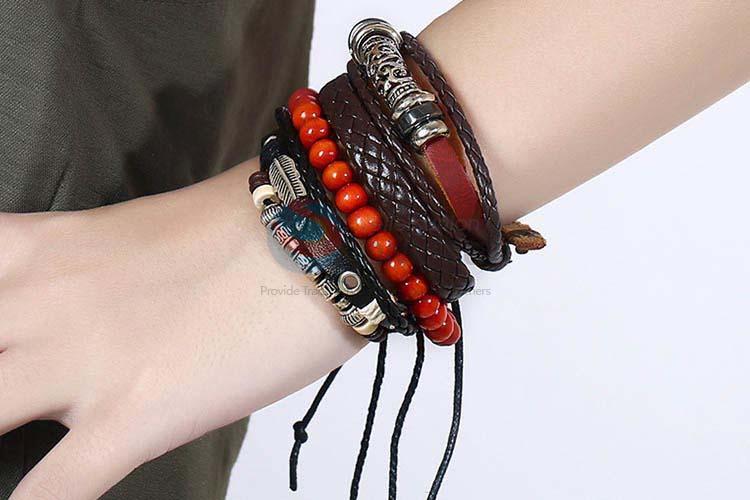 Best selling vintage braided leather bracelet set