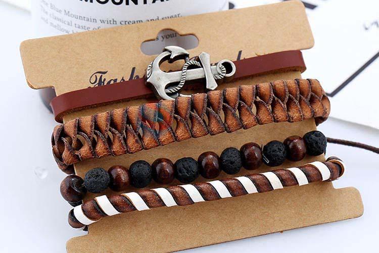 Top manufacturer vintage braided leather bracelet set