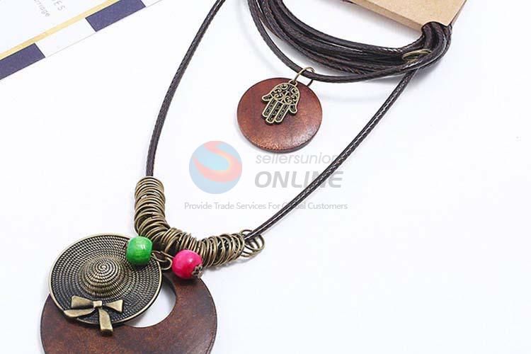 Made in China vintage alloy pendant wooden necklaces