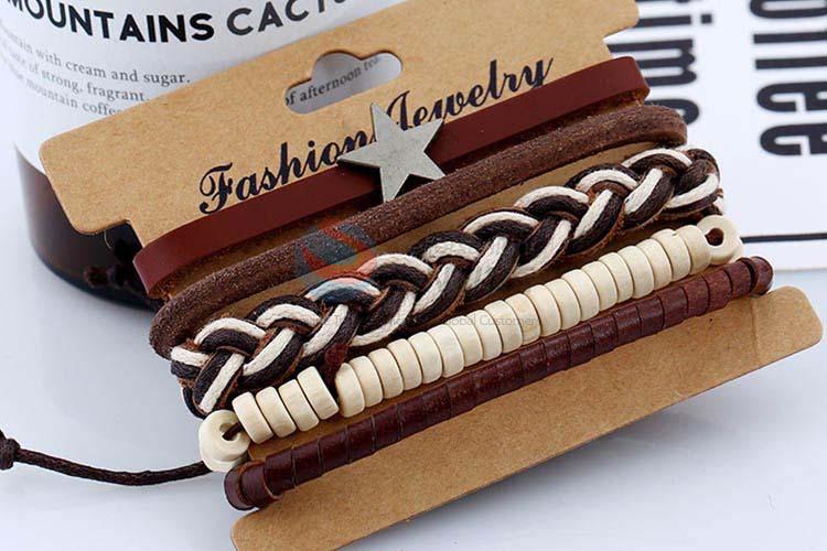 Most popular cheap vintage braided leather bracelet set