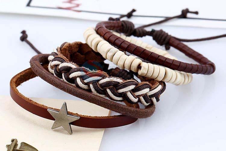 Most popular cheap vintage braided leather bracelet set