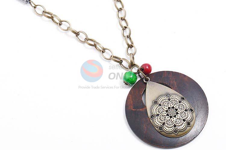 Nice fashion cheap vintage alloy pendant wooden necklaces