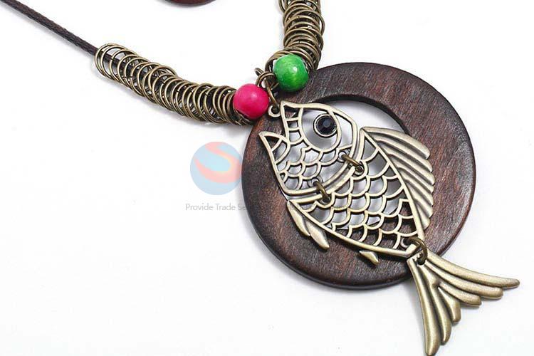 Bottom price vintage alloy pendant wooden necklaces