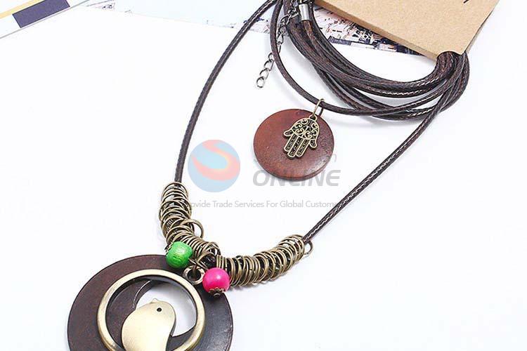 Customized vintage alloy pendant wooden necklaces