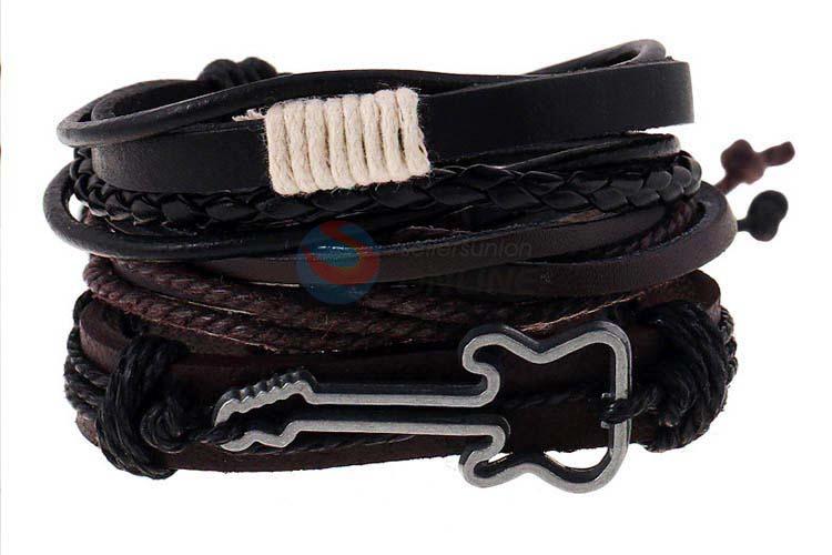 Good quality vintage braided leather bracelet set