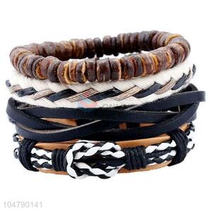 Competitive price vintage braided leather bracelet set