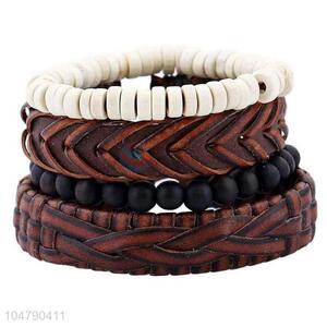 China branded vintage braided leather bracelet set