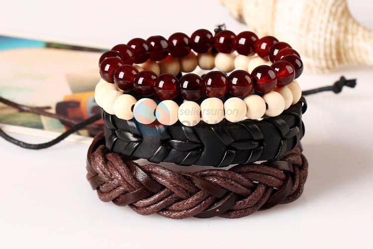 Made in China vintage braided leather bracelet set