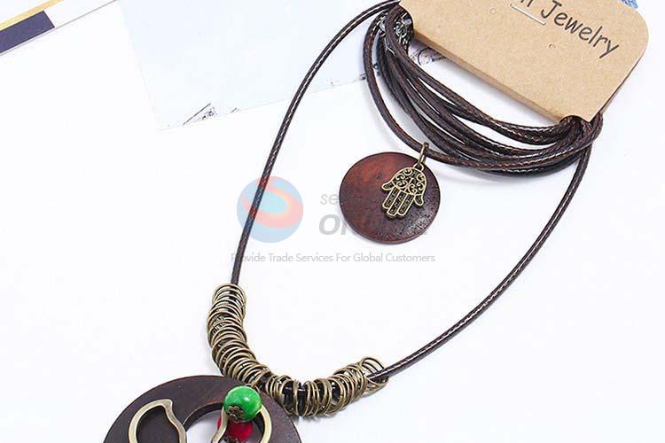 Cheap wholesale vintage alloy pendant wooden necklaces