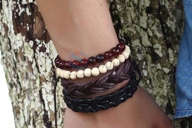 Made in China vintage braided leather bracelet set