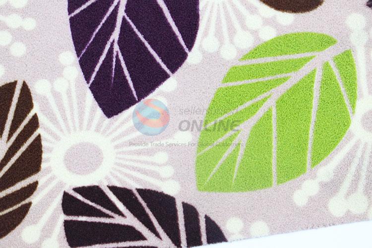 Cheap Popular Green Leaf Printed Entrance Flannel Carpet Floor Mat