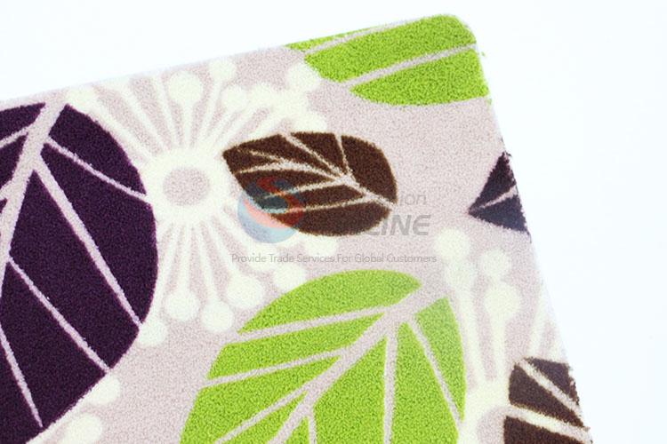 Cheap Popular Green Leaf Printed Entrance Flannel Carpet Floor Mat