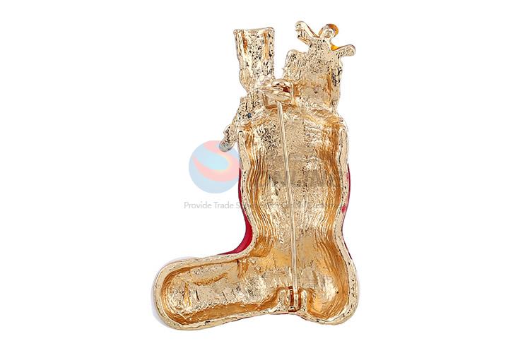 Fancy cheap Christams boot shape alloy brooch