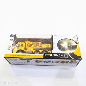 Personalized Yellow Color Remote Control Engineering Vehicle with Music