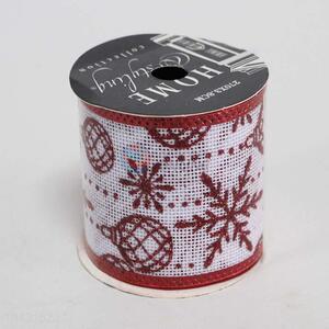 Popular snowflake print red organza xmas ribbon