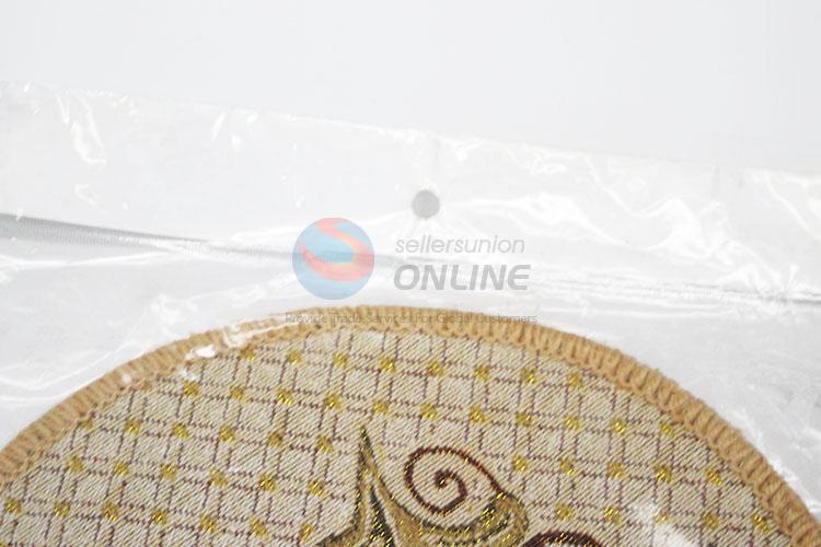 Promotional Gift Round Shaped Bamboo Weaving Placemat with Flower Pattern