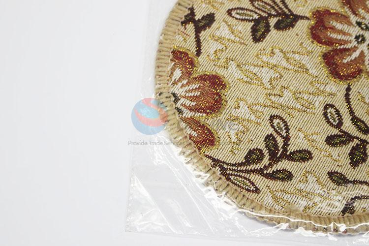 Best Sale Round Shaped Heat Insulation Table Bamboo Weaving Placemat with Flower Pattern