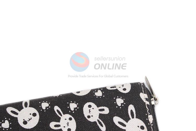 Durable Rabbit Printing Zipper Card Holder Ladies Clutches Women Wallet