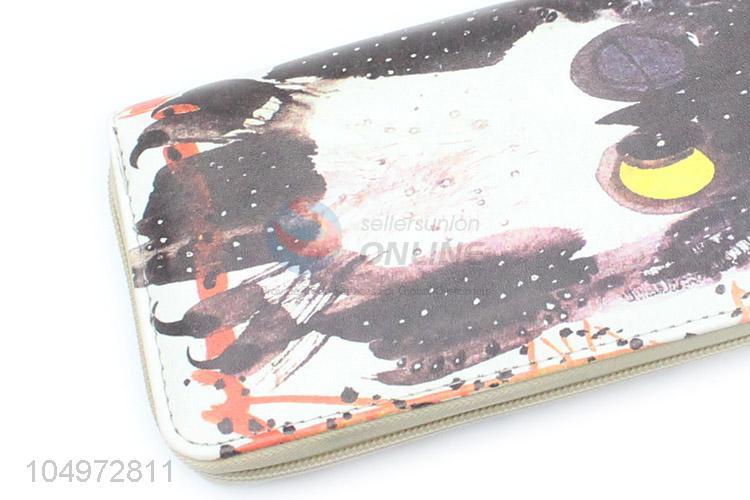 Wholesale Unique Design Owl Pattern PU Leather Wallet for Women Female