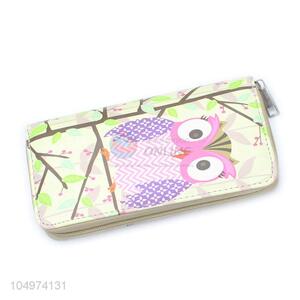 Very Popular Cute Owl Cartoon Animals Canvas Wallet for Women Female